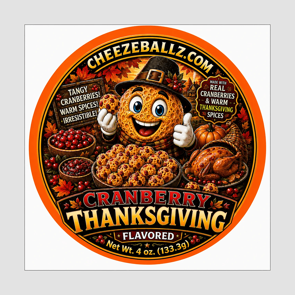 Gourmet Cheese Balls, Cranberry Seasoning, Sweet & Salty Crunch, Gluten-Free, 4 oz Resealable Pouch