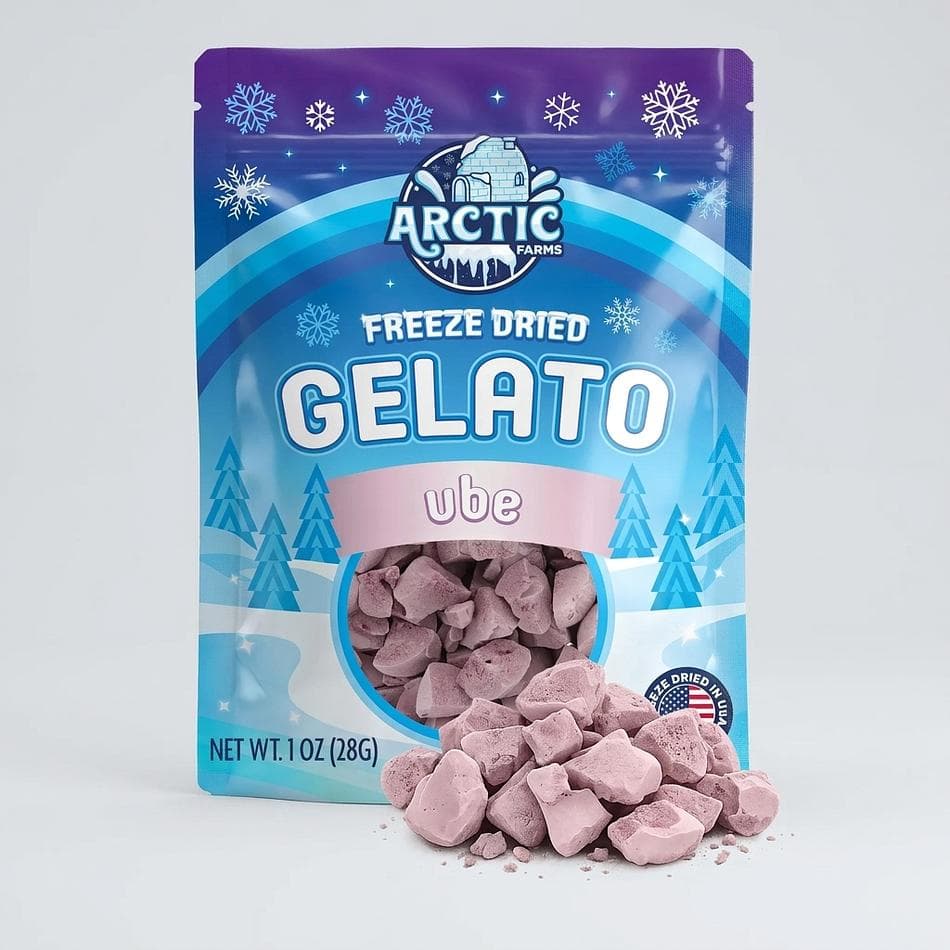 Freeze-Dried Gelato Bites, Ube Purple Yam Flavor, Crunchy No-Melt Dessert Snack, Resealable Bag (1 oz)