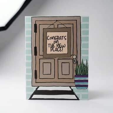 Housewarming Greeting Card, Recycled Paper, Congrats on Your New Home, Blank Inside, A2 4.5 x 6.25 in, Kraft Envelope