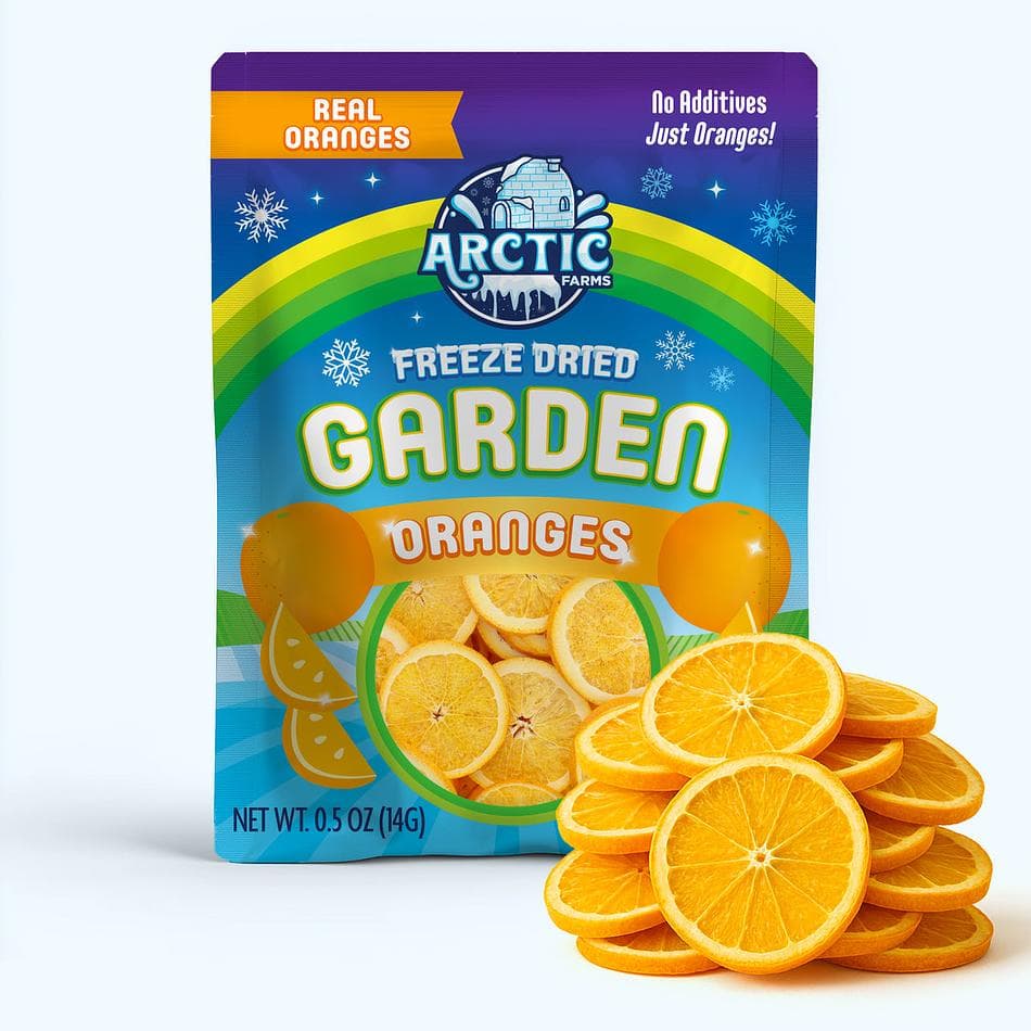 Freeze-Dried Orange Slices, Bright, Zesty, Naturally Sweet Citrus Crunch, Pack of 3 Resealable Bags (0.5 oz each)