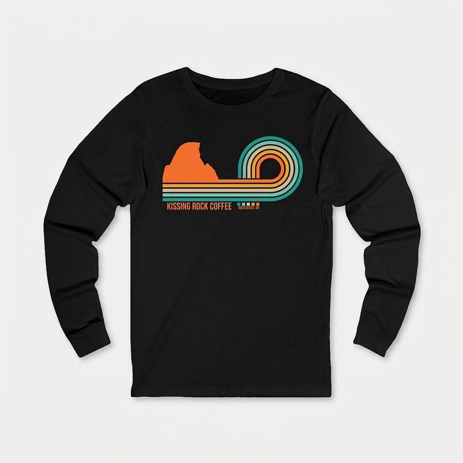 Unisex Long Sleeve Graphic Tee, Airlume Combed Ring-Spun Cotton, Retro Wave Design, 4.2 oz Lightweight, S–2XL
