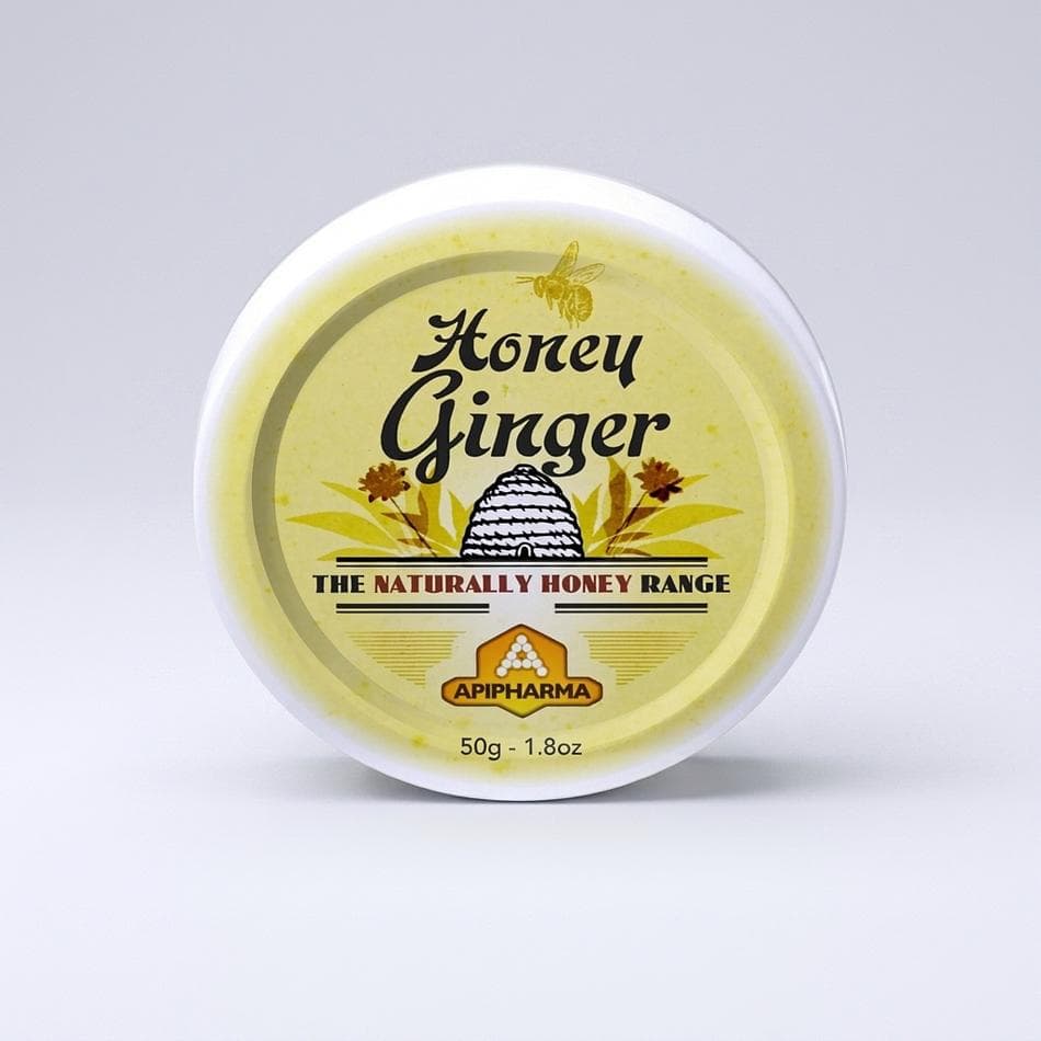 Honey Ginger Lozenges (Pastilles), Auvergne Honey 20%, Natural Ginger Flavor, French Candy, 50g Box