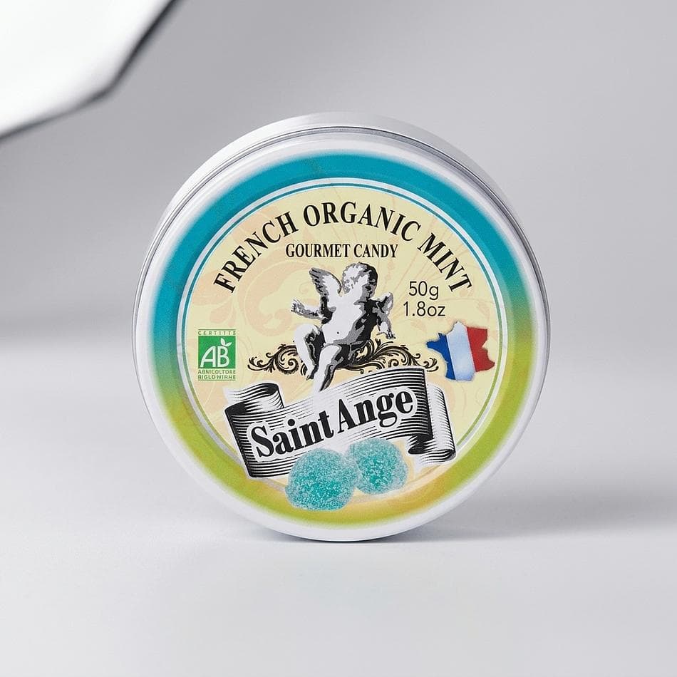 Organic Mint Pastilles, Natural Mint Flavor, Breath-Freshening Candy, Case of 10 Tins
