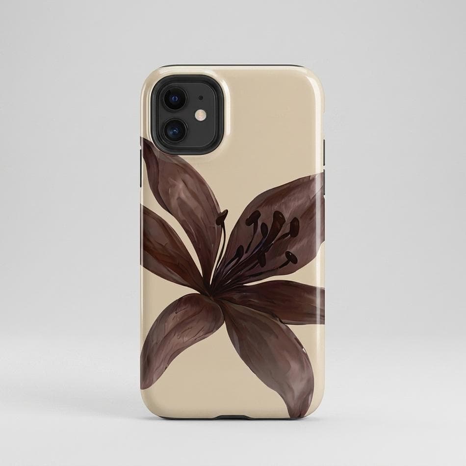 Dual-Layer iPhone Case, Tiger Lily Floral Print, Shockproof Protective Cover, Glossy/Matte, iPhone 11–17