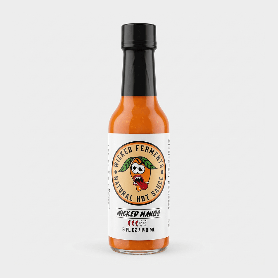 Fermented Mango Hot Sauce, Mango Pepper Blend, Sweet & Spicy Medium Heat, 3/5 Heat Rating, 1 Bottle