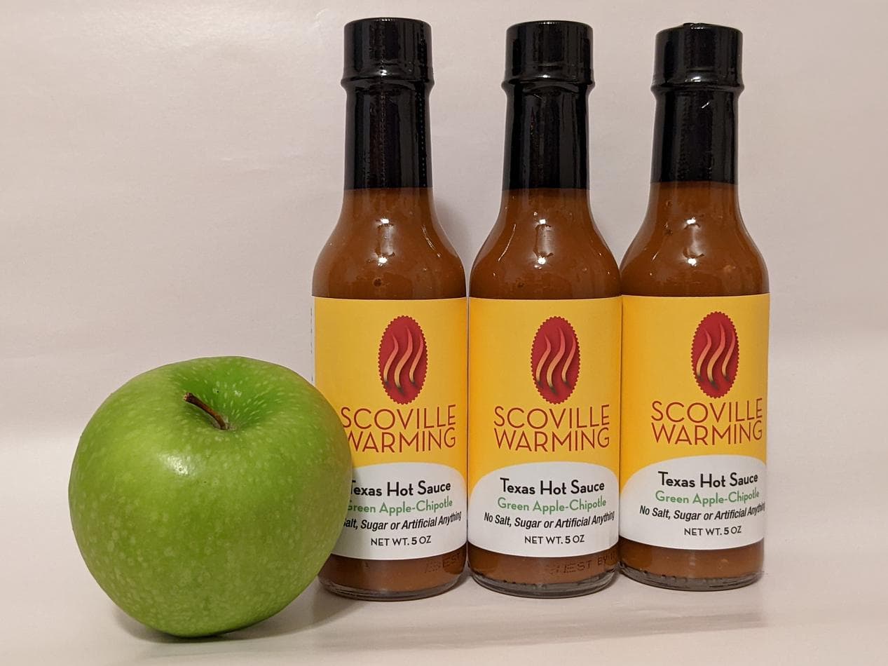 Green Apple Chipotle Hot Sauce Trio, Habanero & Balsamic, Salt-Free Sugar-Free, 3 x 5 oz Bottles