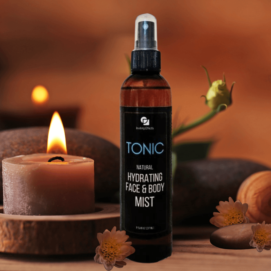 Hydrating Face & Body Mist, Aloe Vera + Hyaluronic Acid + Bakuchiol, TONIC Fine Mist Spray in 8 oz or 1 oz bottles