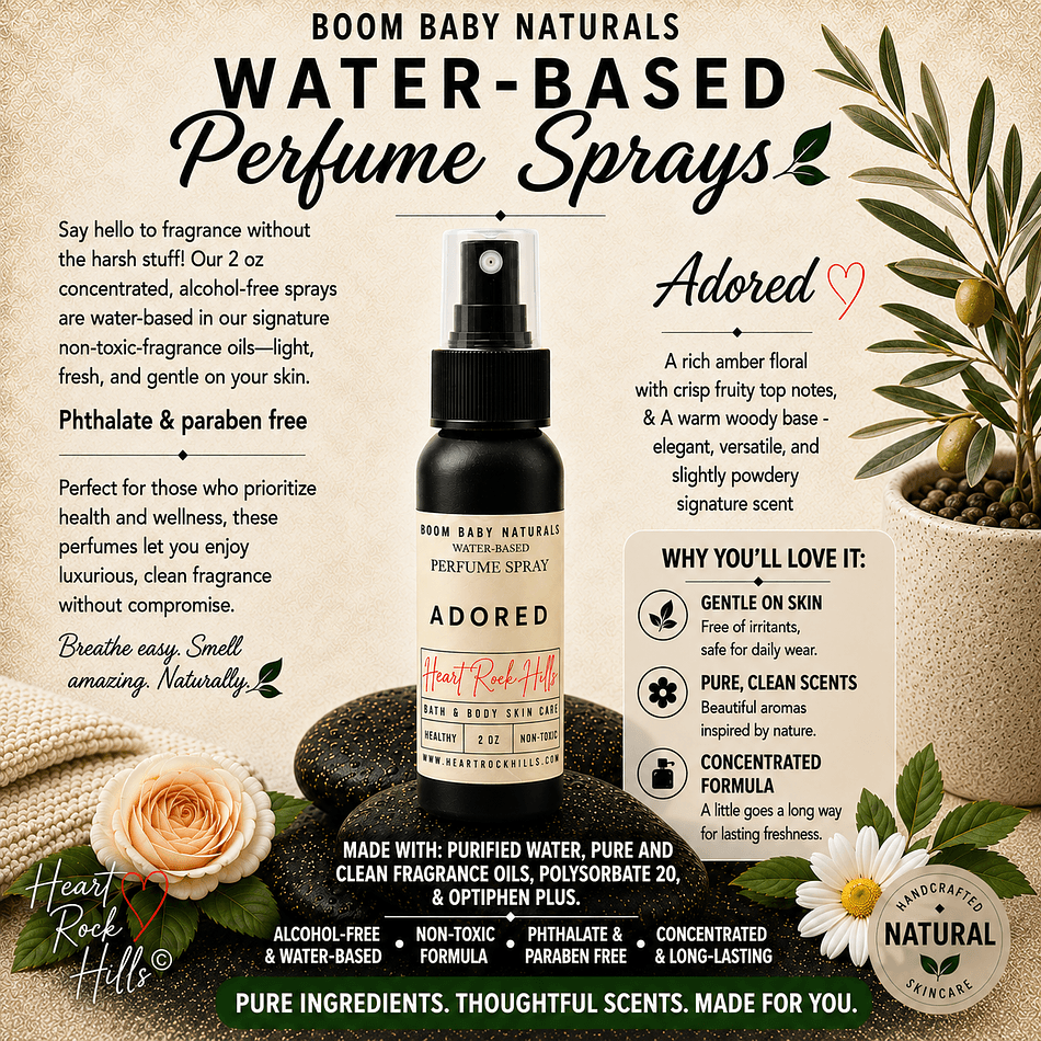 Water-Based Perfume Spray, Alcohol-Free Fragrance Mist. Scents are listed in  the description.