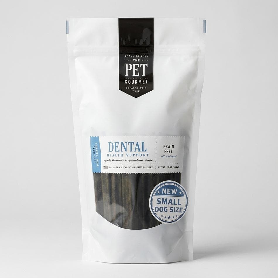 Small Dog Dental Chews, Bacillus Coagulans Probiotic + Spirulina & Turmeric, Fresh Breath & Tartar Support, Grain-Free, 16 oz