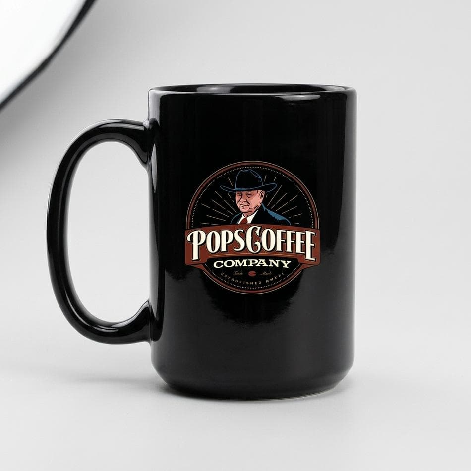 Black Gloss Ceramic Coffee Mug, Microwave & Dishwasher Safe, 15oz Large Mug