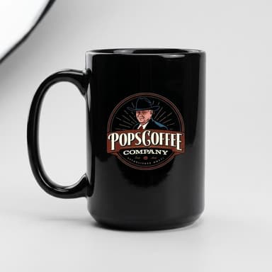 Black Gloss Ceramic Coffee Mug, Microwave & Dishwasher Safe, 15oz Large Mug