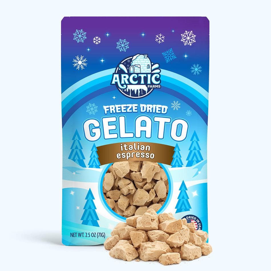 Freeze-Dried Espresso Gelato Bites, Real Coffee Flavor, Shelf-Stable No-Melt Dessert Snack, Large Resealable Bag (2.5 oz)