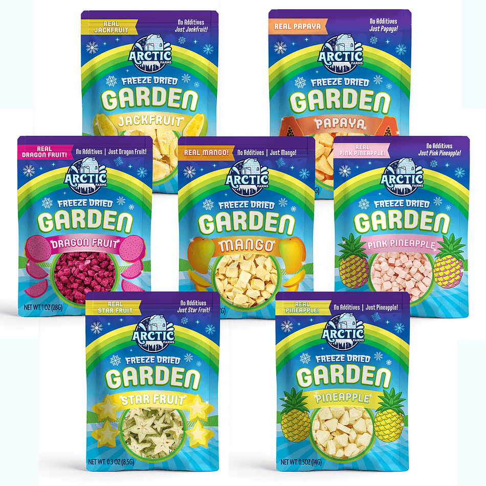 Freeze-Dried Tropical Fruit Variety Pack, Mango & Pineapple, Crunchy No Sugar Added Snack, 7 Small Bags