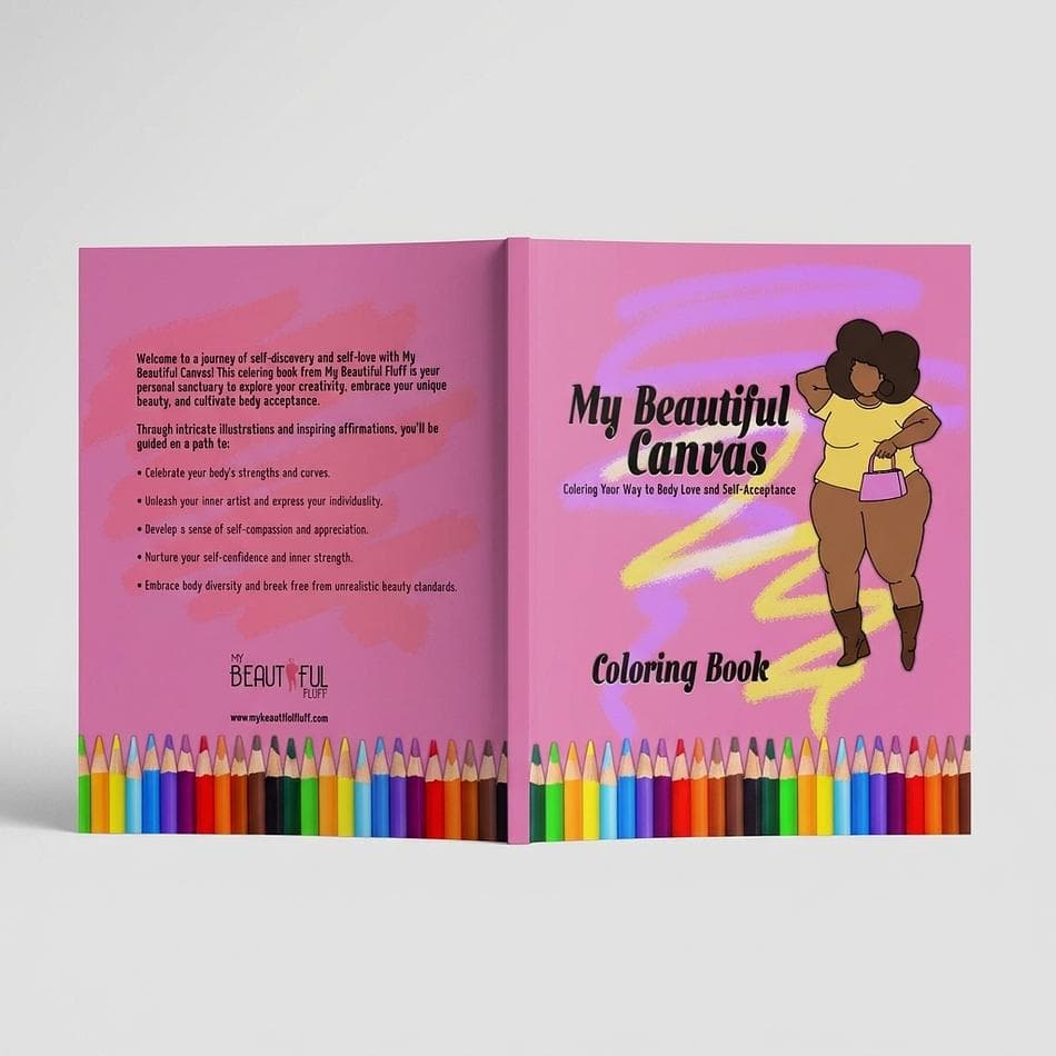 Body Positive Affirmations Coloring Book Set, Inclusive Illustrations, Confidence & Stress Relief, 25 Pages + Stickers + 12 Pencils
