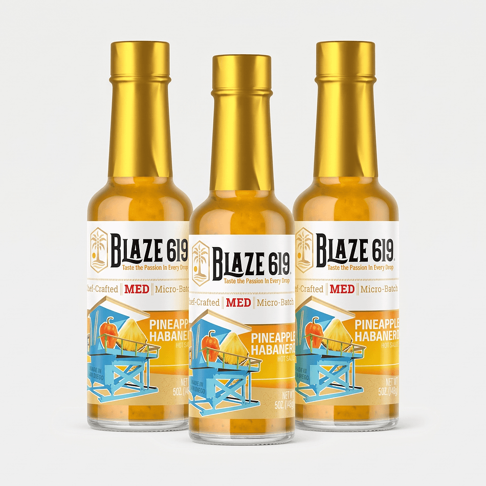 Pineapple Habanero Hot Sauce, White Wine Vinegar & Garlic, Sweet-Heat Flavor, Medium Heat, 5 oz Bottles, 3-Pack