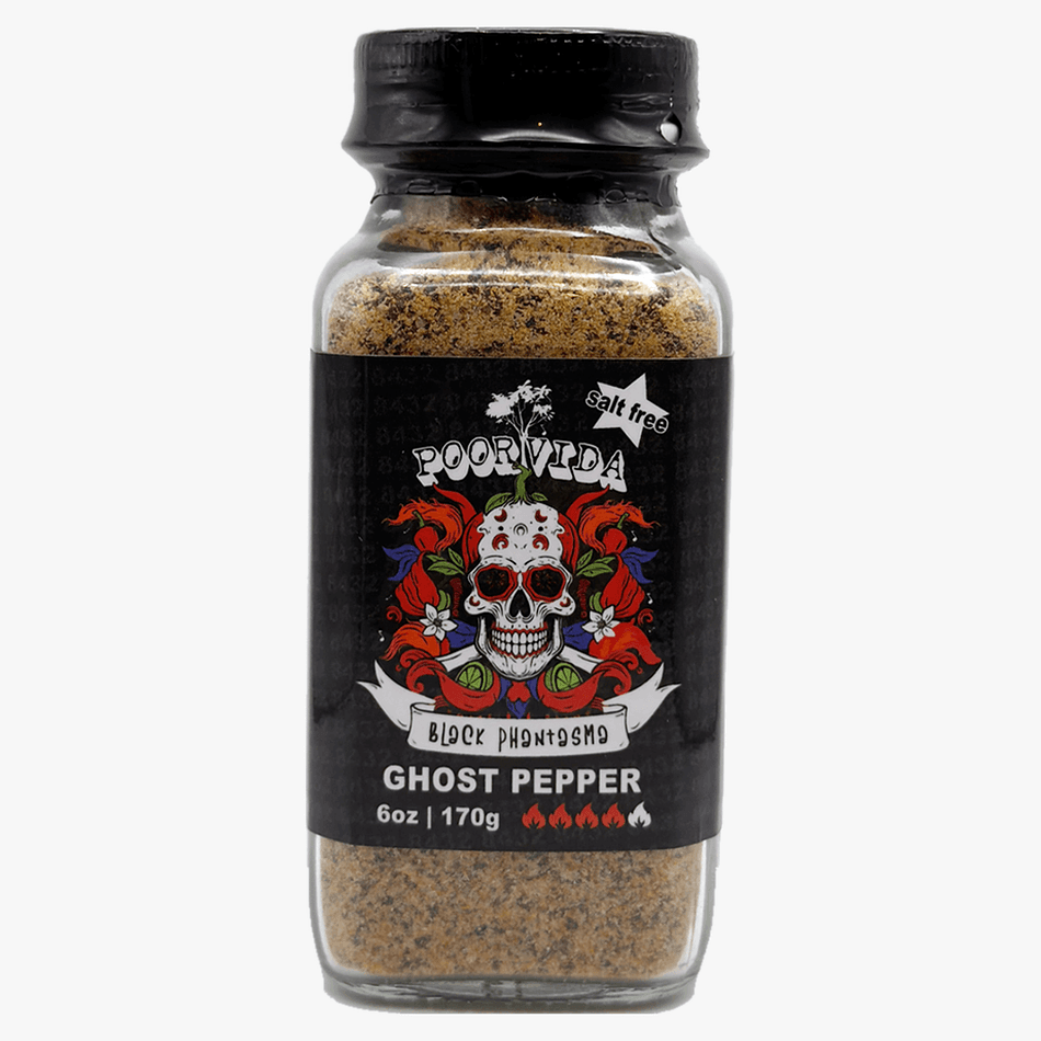 Black Phantasma Pepper Rub, Black Pepper, Smoked Paprika & Garlic, Salt-Free Brisket Bark Seasoning, 6 oz Glass Jar