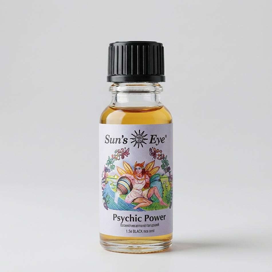 Psychic Ritual Aroma Oil, Mugwort & Rose, Focus & Intuition, Minty Scent, 0.5 oz (15 mL) Glass Bottle