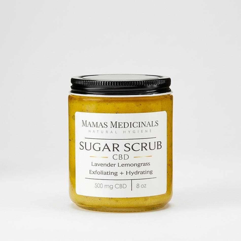 CBD Sugar Body Scrub, Avocado Oil + Mango & Shea Butter, Gentle Exfoliation + Deep Hydration, 8 oz (500mg)