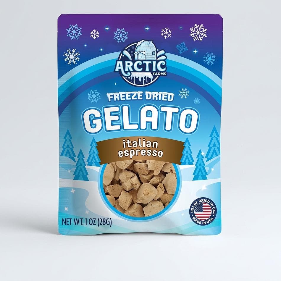 Freeze-Dried Espresso Gelato Bites, Real Coffee Flavor, Shelf-Stable No-Melt Dessert Snack, Resealable Bag (1 oz)