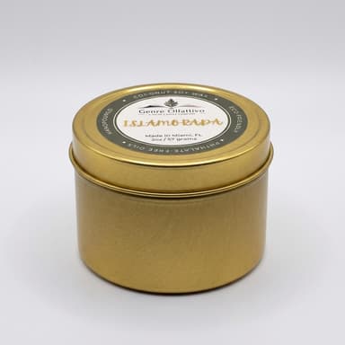 Islamorada, Travel Tin Candle, Coconut Soy Wax, Clean-Burning Scented Travel Candle, 2 oz Gold Tin, Single Wick