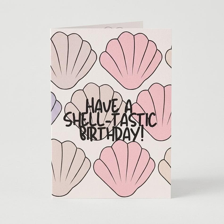 Recycled Paper Birthday Card, Sea Shell Coastal Design, Ocean Lover Greeting Card, Blank Inside, A2 4.5"x5", Envelope