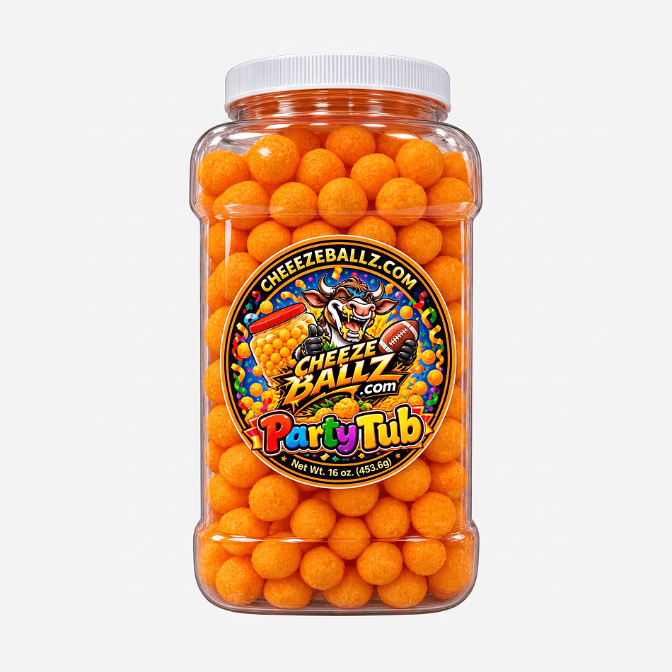 Nacho Cheese Balls, Crunchy Cheeze Puffs, Party Tub with 4 Pouches, Game Day Snack, 16 oz Total