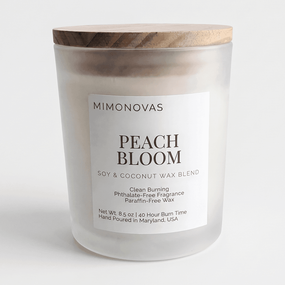 Fruity Floral Scented Candle, Soy & Coconut Wax, Peach Blossom Citrus, Clean Burn, 8.5 oz Single Wick (45–50 hr)