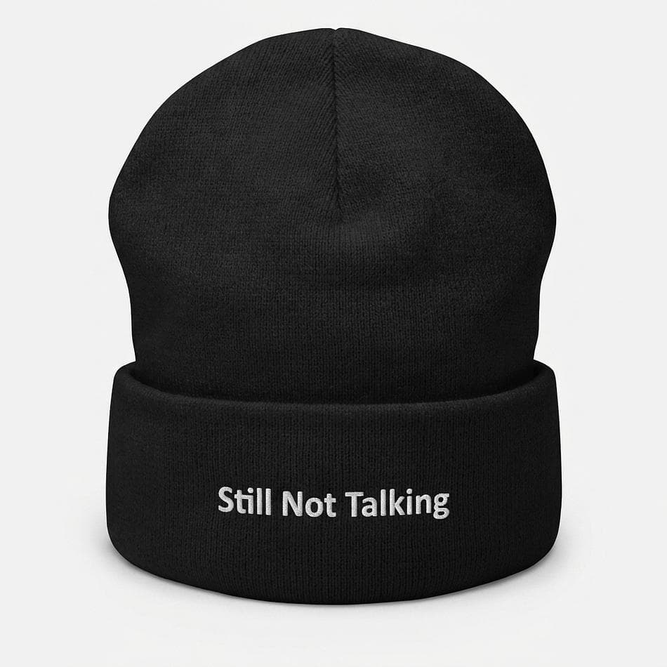 Cotton Blend Embroidered Beanie, 60% Cotton 40% Acrylic, Cozy Warm Fit, One Size, Cuffed Knit Winter Hat