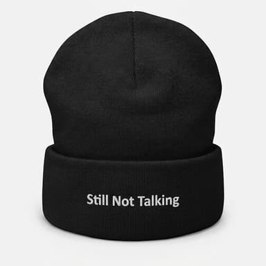 Cotton Blend Embroidered Beanie, 60% Cotton 40% Acrylic, Cozy Warm Fit, One Size, Cuffed Knit Winter Hat