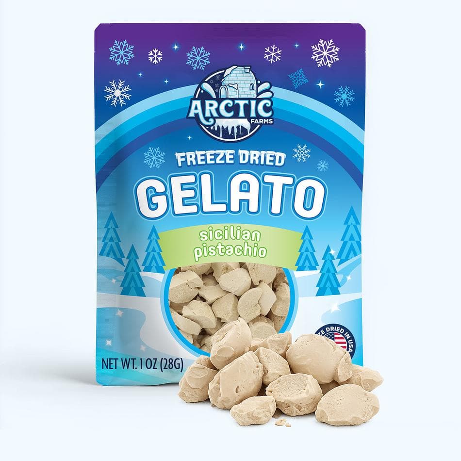 Freeze-Dried Gelato Bites, Sicilian Pistachio, Melt-in-Your-Mouth Crunch, Pack of 3 Resealable Bags (1 oz each)