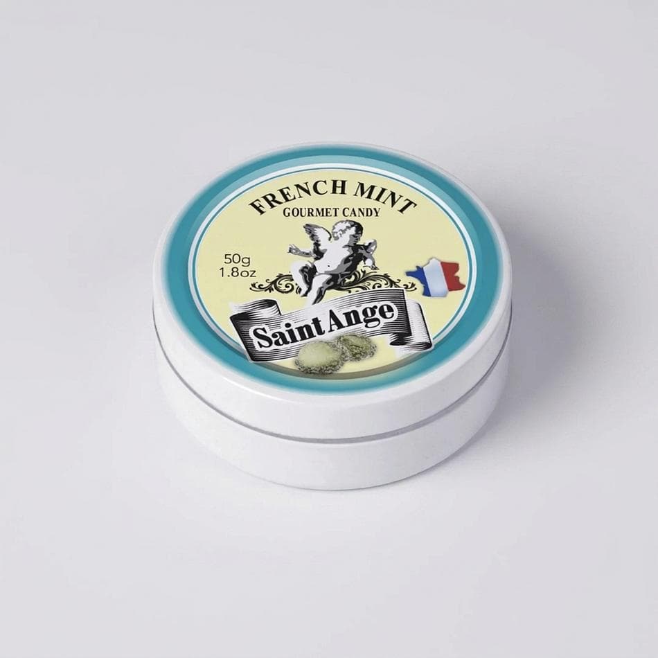 Mint Pastilles Hard Candy, Natural Mint Flavor, French-Style Tin Candies, After-Dinner Freshness, Case of 10