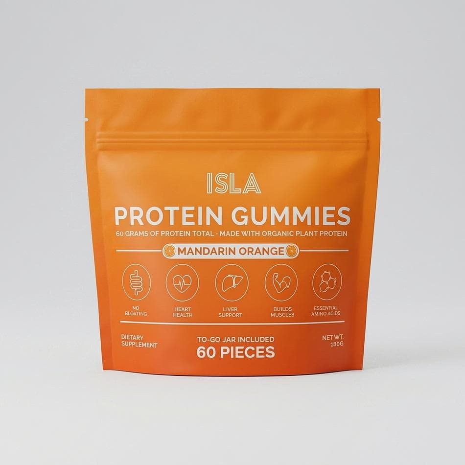 Plant-Based Protein Gummies, Mandarin Orange, Vegan Pectin Chews, No-Melt Travel Jar, 60 Count (6g Protein/Serving)