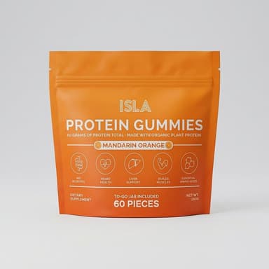 Plant-Based Protein Gummies, Mandarin Orange, Vegan Pectin Chews, No-Melt Travel Jar, 60 Count (6g Protein/Serving)