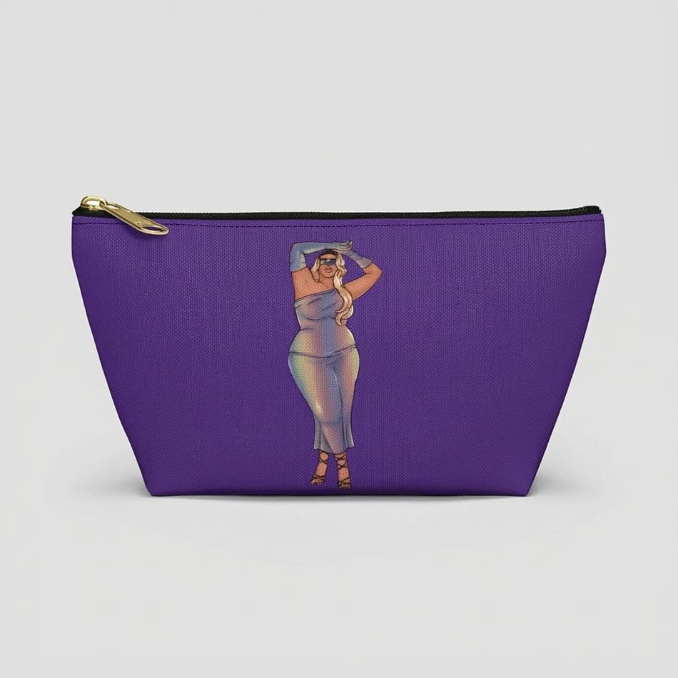 Travel Makeup Pouch, Spun Polyester, Zipper Closure, Body Positive Art Print, Small or Large Cosmetic Bag