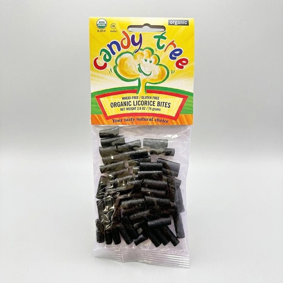 Organic Black Licorice Bites, Rice Flour & Molasses, Chewy Candy, Vegan & Gluten-Free, 2.6 oz Bag