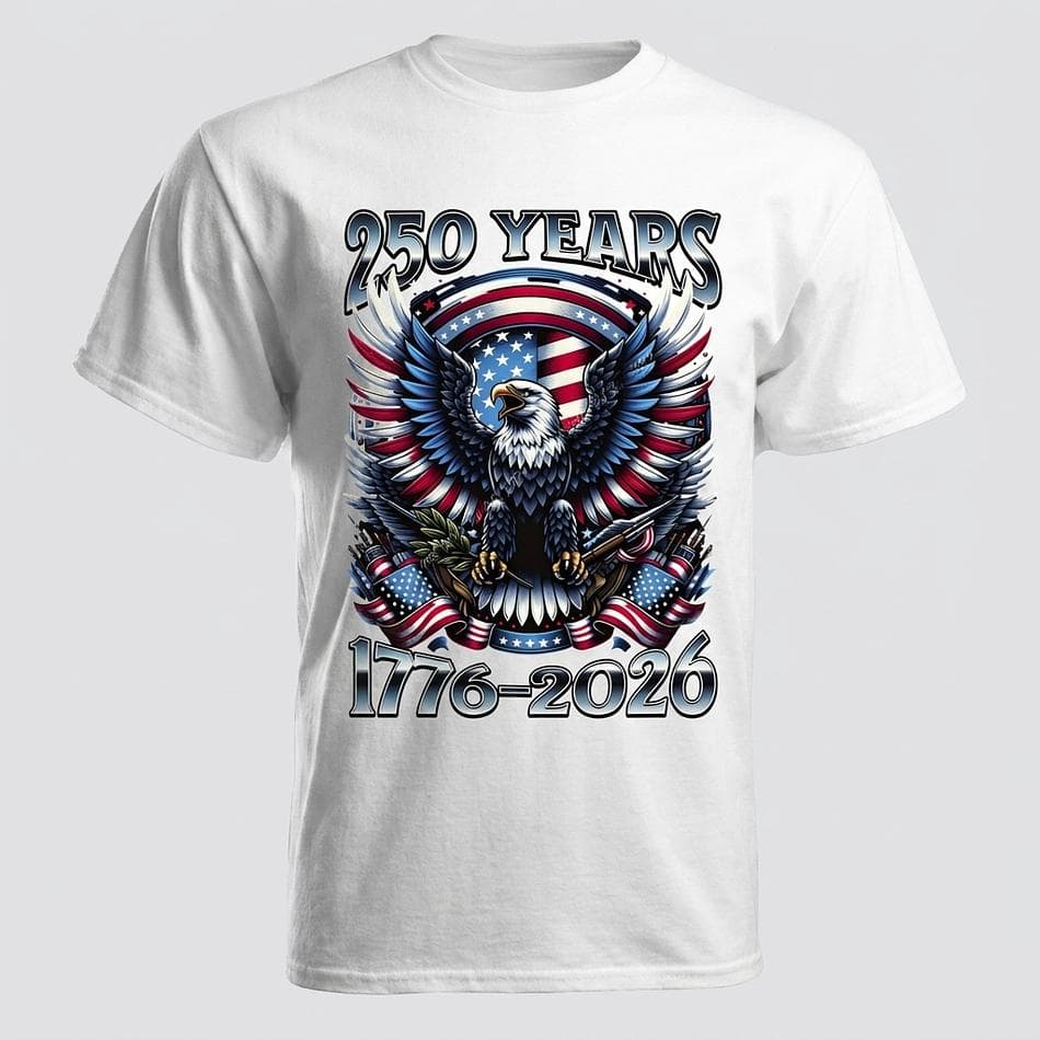 America 250th Anniversary T-Shirt, Cotton, Patriotic USA 1776–2026 Graphic, Classic Fit, S–5XL