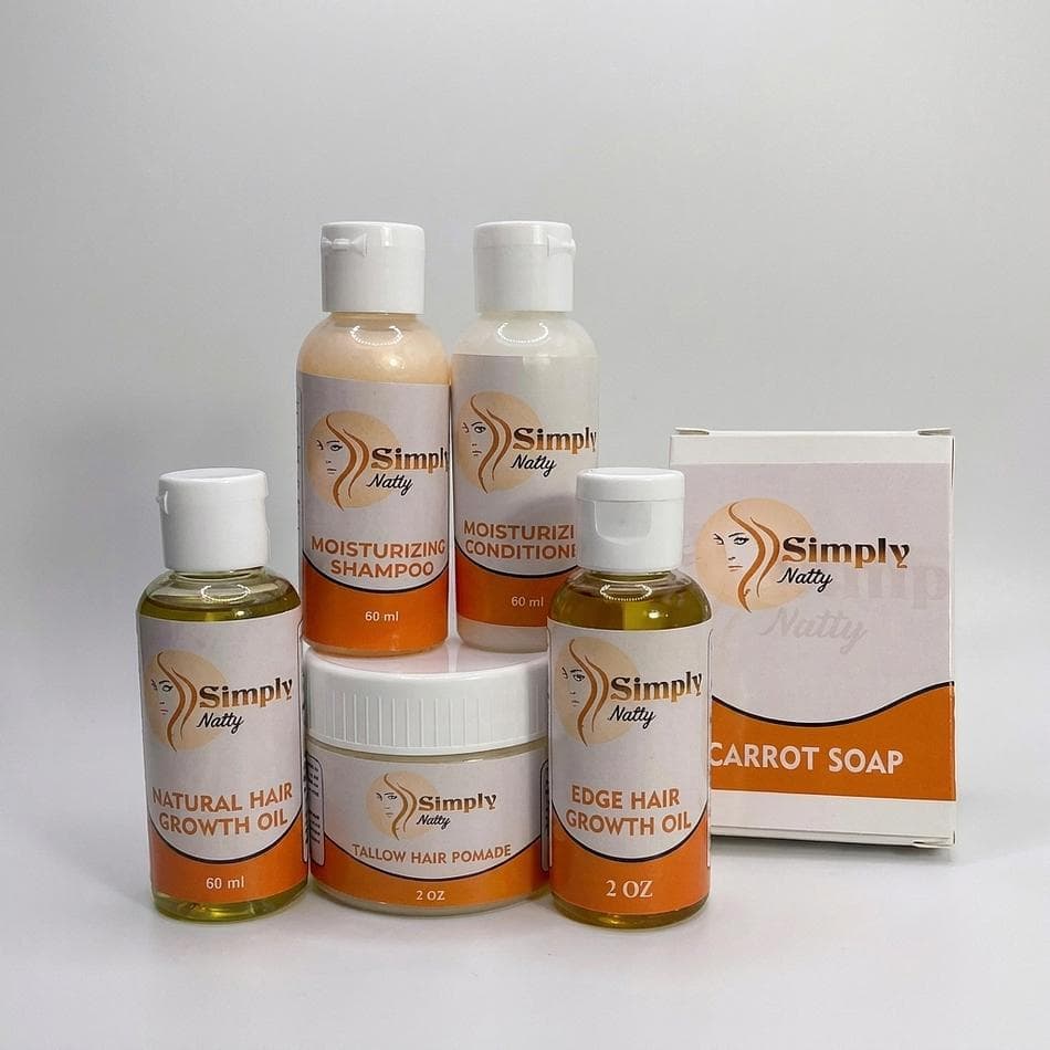 Hair Care Sample Bundle, Aloe Vera & Ginger, Moisturizing Shampoo + Conditioner + Growth Oil, Includes 4 oz Soap Bar