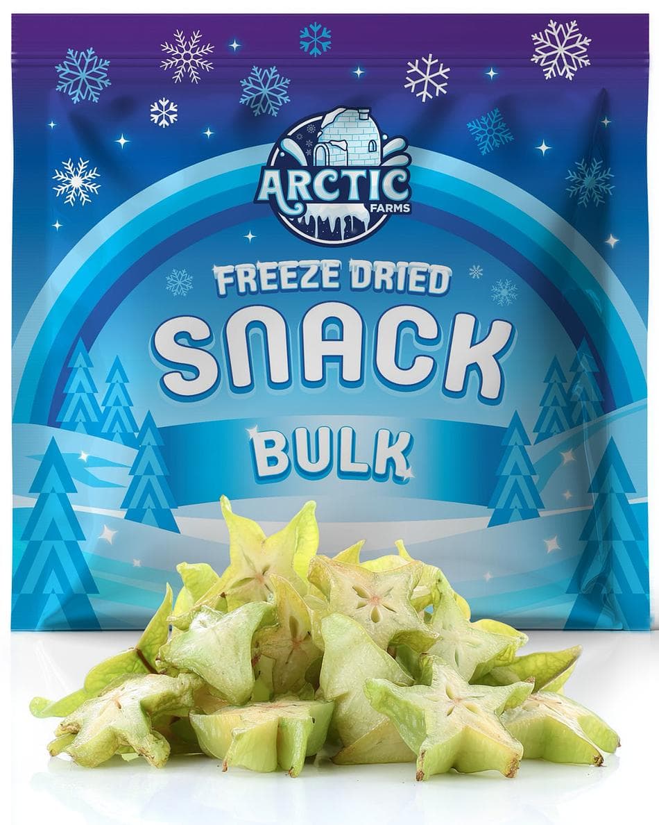 Freeze-Dried Star Fruit Pieces, Exotic, Tangy-Sweet Real Fruit Snack, Bulk Bag (6 oz)