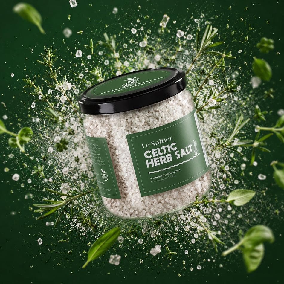 Celtic Garlic Salt, French Handcrafted Sea Salt with Savory Garlic Infusion, Mineral Rich Gourmet Seasoning Blend, 3.53oz / 100g