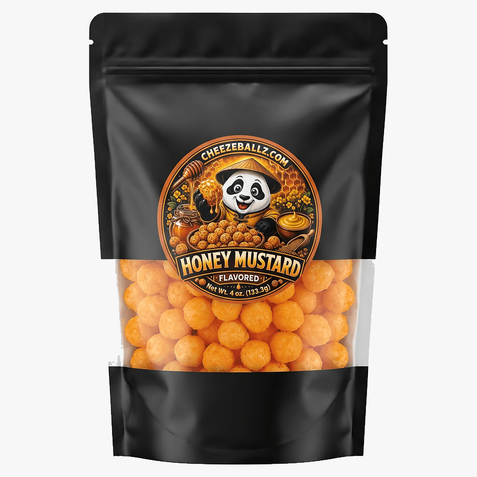 Honey Mustard Cheese Balls, Tangy Sweet Mustard Seasoning, Crunchy Corn Puffs, Gluten-Free, 4 oz Resealable Pouch