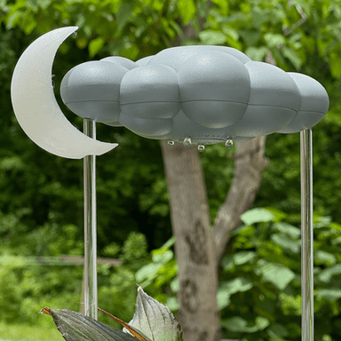 3D Printed Glow-in-the-Dark Moon Charm, PLA Plant-Based Plastic, Dripping Rain Cloud Waterer Accessory, 1-Piece