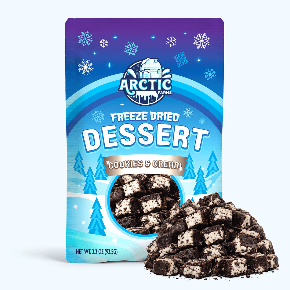 Freeze-Dried Ice Cream Bar Bites, Cookies & Cream, Crunchy No-Melt Dessert Snack, Large Resealable Bag (3.3 oz)