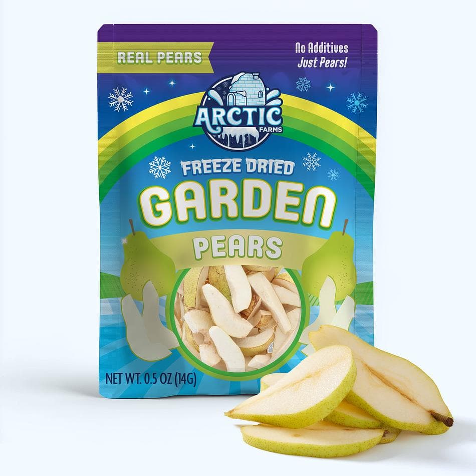 Freeze-Dried Organic Bartlett Pears, Delicately Sweet Crunchy Fruit Snack, Pack of 3 Resealable Bags (0.5 oz each)
