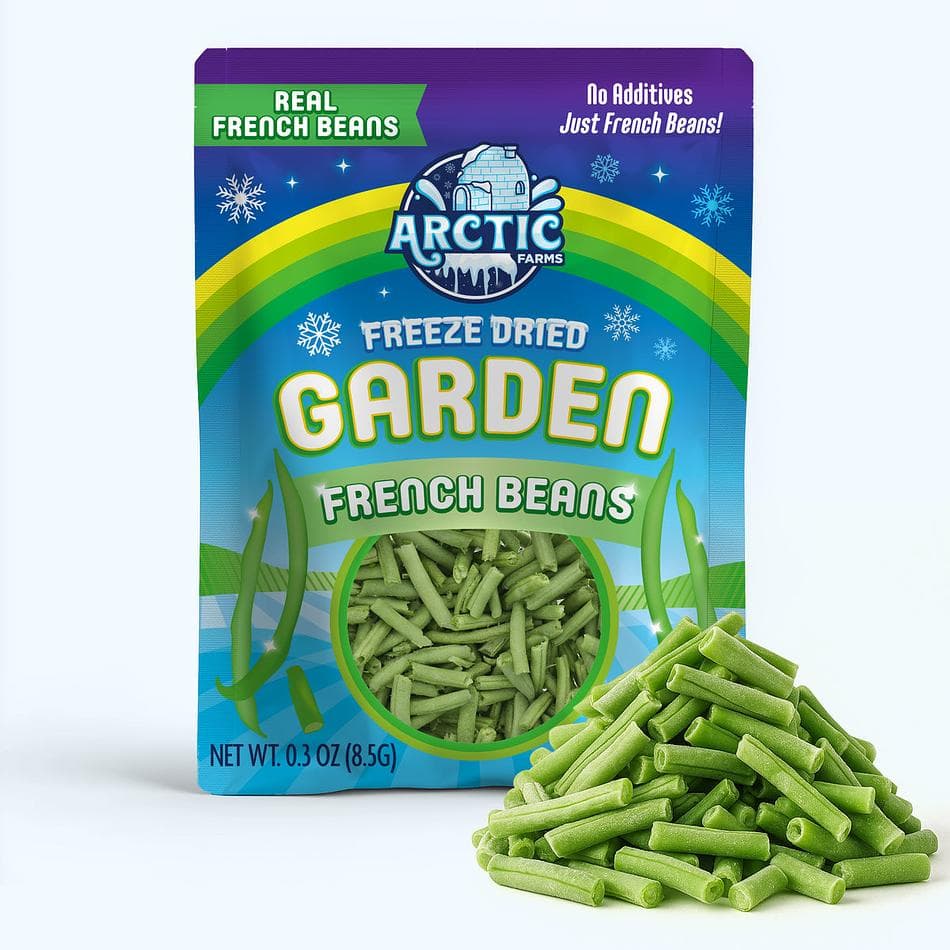 Freeze-Dried French Beans, Crisp, Tender, Single-Ingredient Vegetable Snack, Pack of 3 Resealable Bags (0.3 oz each)
