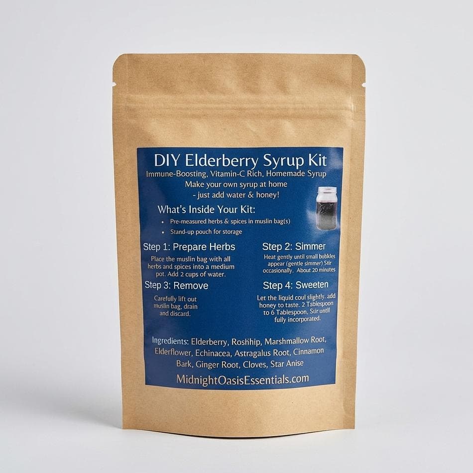 Elderberry Syrup DIY Kit, Elderberry & Echinacea Herbal Spice Blend, Immune Support, Pre-Measured Sachet, 1 Kit