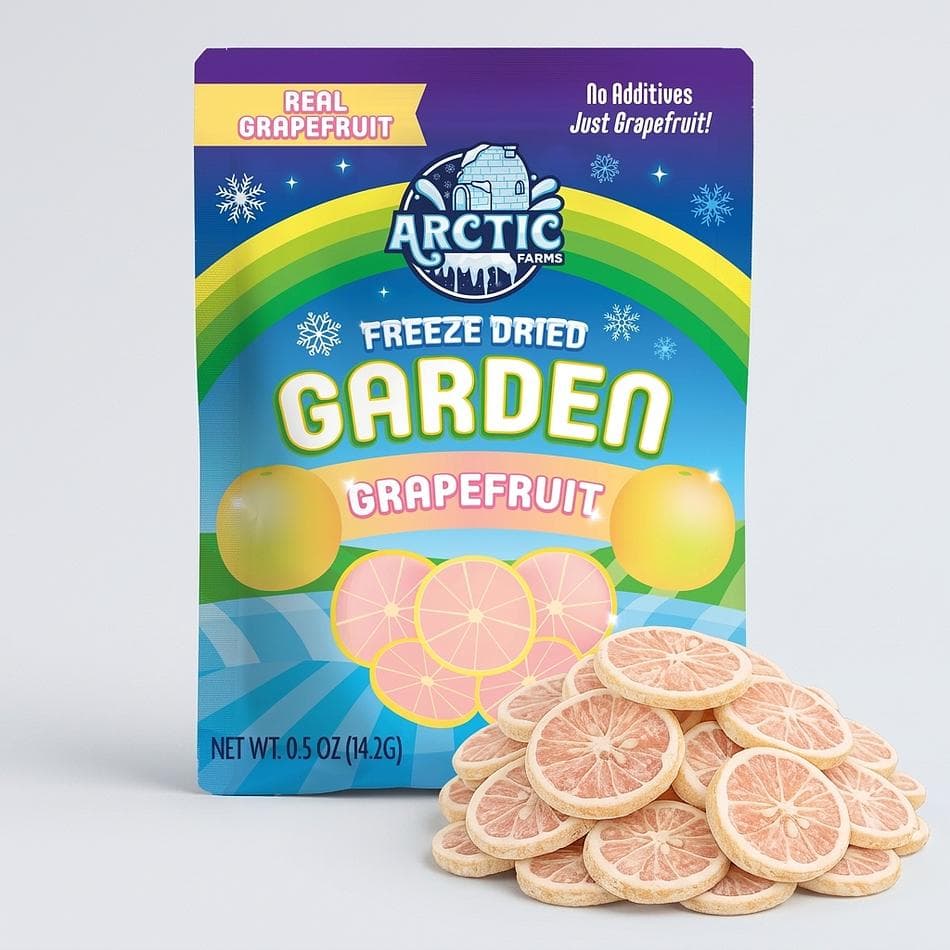 Freeze-Dried Grapefruit Slices, 100% Grapefruit, Tart Citrus Crunch, No Sugar Added, Resealable Bag (0.5oz/1.8oz/11oz)