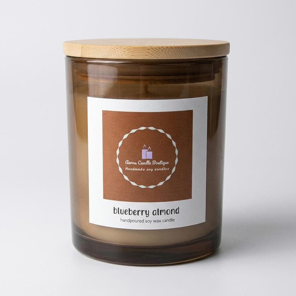 Blueberry Almond Scented Candle, Gourmand Berry & Nutty Bakery Scent, Cozy Home Fragrance, Single Jar Candle