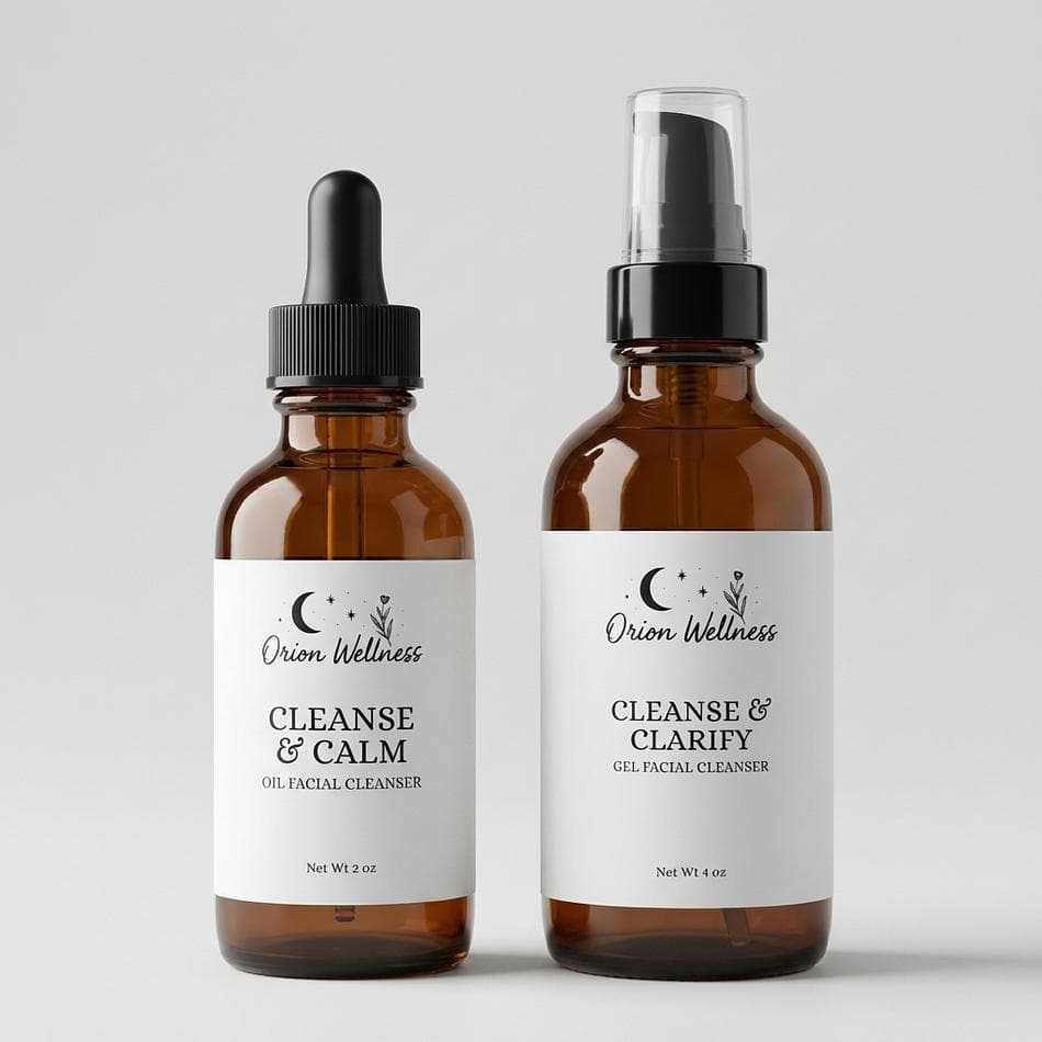 Double Cleanse Set, Oil Cleanser + Gel Cleanser, Fragrance-Free Botanical Makeup & SPF Removal, Full-Size 2-Piece Duo