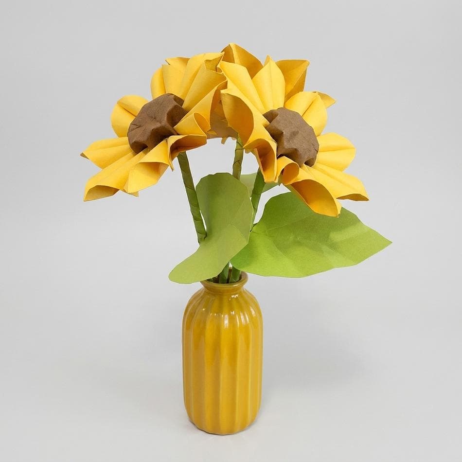 Handmade Sunflower Bouquet, Paper Flowers, Everlasting Decor, 3-Piece Set