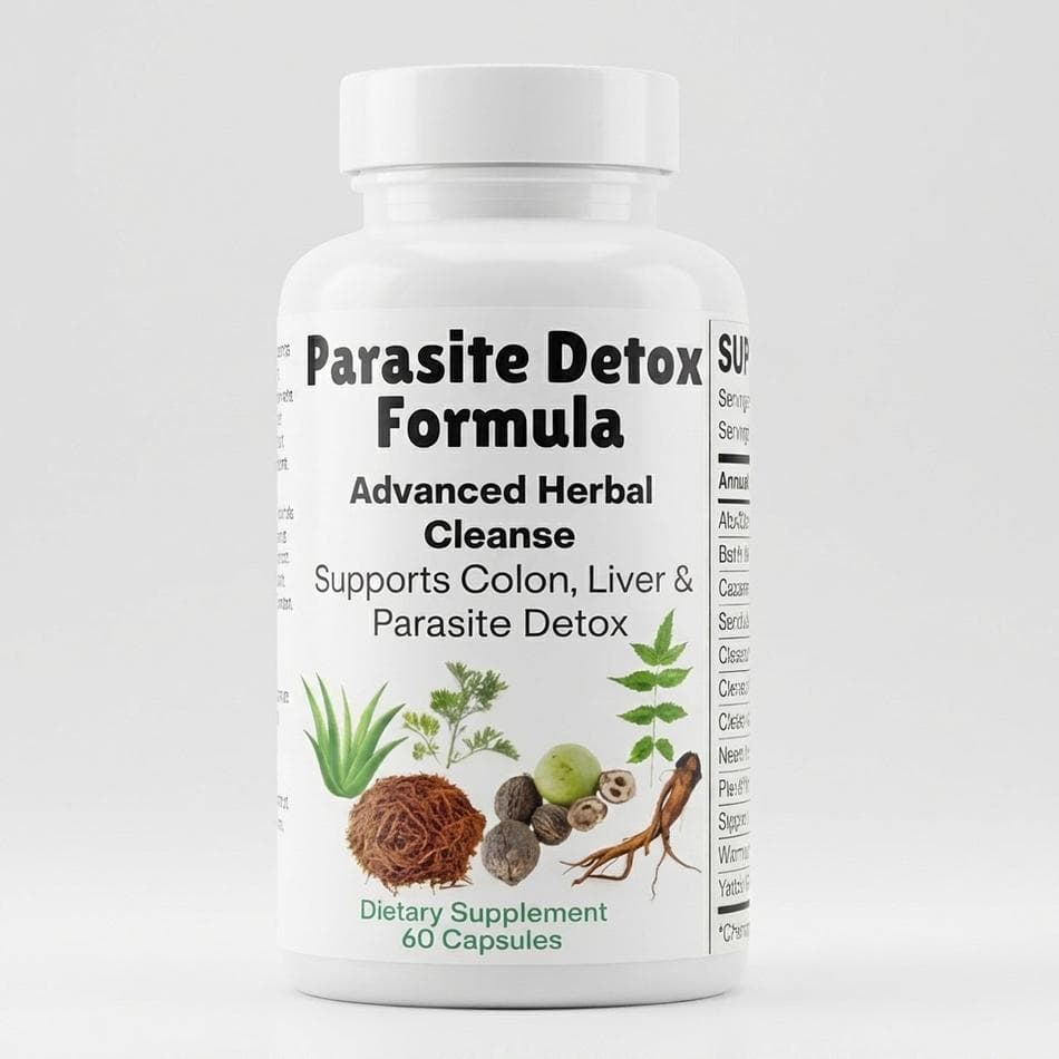 Parasite Cleanse Capsules, Black Walnut & Wormwood Herbal Blend, Digestive Detox Support, 60 Vegan Capsules (30 Servings)